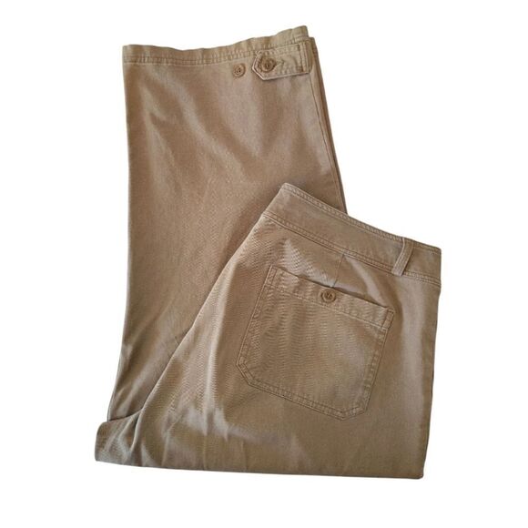 🎁 Coldwater Creek Khaki High Waist Wide Leg Cropped Capri Pants Size 12 - Picture 8 of 13